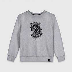 Свитшот хлопковый детский Татуировка с акулой и головой человека, цвет: меланж