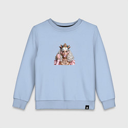 Свитшот хлопковый детский Девушка в короне с жвачкой, цвет: мягкое небо