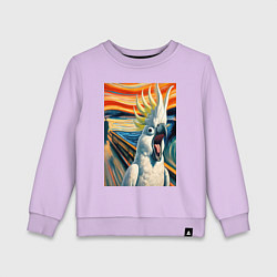 Свитшот хлопковый детский Попугай какаду кричит на картине Эдварда Мунка - м, цвет: лаванда