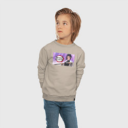 Свитшот хлопковый детский Demon slayer black go, цвет: миндальный — фото 2