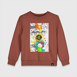 Свитшот хлопковый детский Exo в костюмах животных, цвет: кирпичный