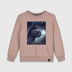 Свитшот хлопковый детский Cyber black cat - ai art fantasy, цвет: пыльно-розовый