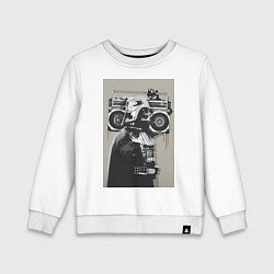 Свитшот хлопковый детский Бэнкси Дарт Вейдер музыка, цвет: белый