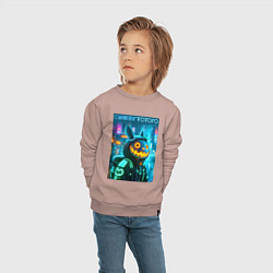 Свитшот хлопковый детский Totoro with a pumpkin head - halloween fantasy, цвет: пыльно-розовый — фото 2