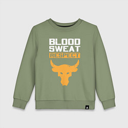 Свитшот хлопковый детский Blood sweet respect logo, цвет: авокадо