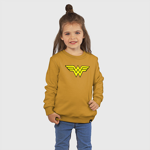 Детский свитшот Wonder woman logo / Горчичный – фото 3