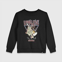 Свитшот хлопковый детский Живи долго рок н роллом, цвет: черный