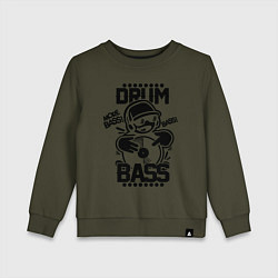Свитшот хлопковый детский Drum n Bass: More Bass, цвет: хаки