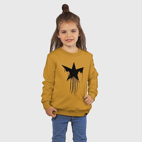 Детский свитшот Black blot star - minimalism / Горчичный – фото 3