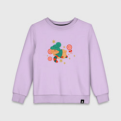 Свитшот хлопковый детский Медведь и сладости, цвет: лаванда