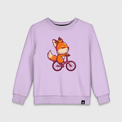 Свитшот хлопковый детский Лисичка на велике, цвет: лаванда