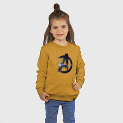 Свитшот хлопковый детский Мстители лого рассеивается, цвет: горчичный — фото 2