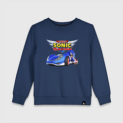 Свитшот хлопковый детский Cool hedgehog - Sonic racing team, цвет: тёмно-синий