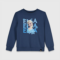 Свитшот хлопковый детский Эльза Холодное сердце, цвет: тёмно-синий