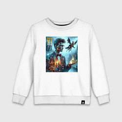 Свитшот хлопковый детский Harry Potter wizard - cyberpunk, цвет: белый