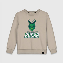 Свитшот хлопковый детский Milwaukee Bucks NBA, цвет: миндальный