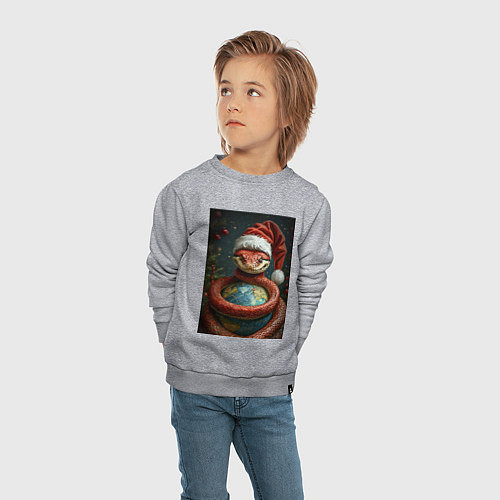 Детский свитшот Змея с колпаке / Меланж – фото 4