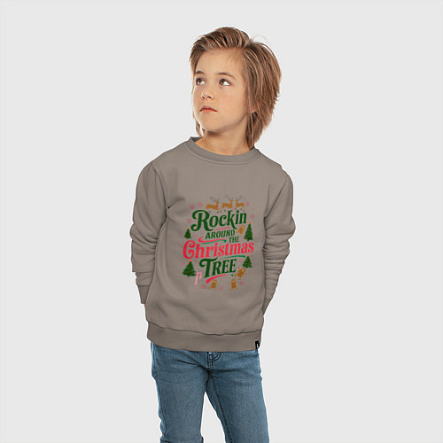 Детский свитшот Новогодняя атмосфера rockin around the christmas t / Утренний латте – фото 4