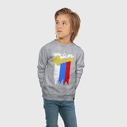 Свитшот хлопковый детский Russia: tricolor, цвет: меланж — фото 2