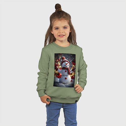 Детский свитшот Снеговик и новогодние шарики / Авокадо – фото 3