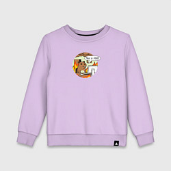 Свитшот хлопковый детский Капибара за компьютером мем все в порядке, цвет: лаванда