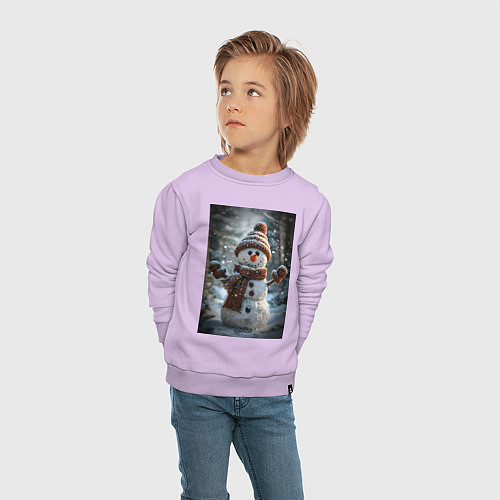 Детский свитшот Снеговик в шапке и шарфе / Лаванда – фото 4