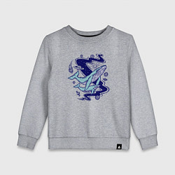 Свитшот хлопковый детский Космические киты, цвет: меланж