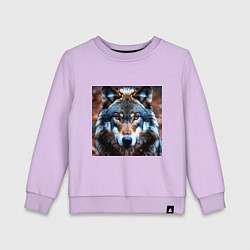 Свитшот хлопковый детский Взгляд серого волка, цвет: лаванда