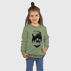 Свитшот хлопковый детский Обережный тотем медведя - быть добру, цвет: авокадо — фото 2