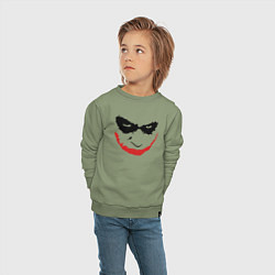 Свитшот хлопковый детский Хит Леджер лицо джокера, цвет: авокадо — фото 2