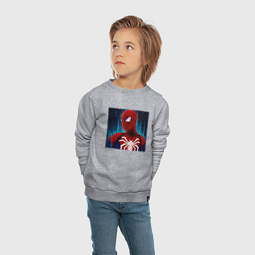 Детский свитшот Человек паук новый / Меланж – фото 4