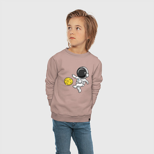 Детский свитшот Космонавт футболист / Пыльно-розовый – фото 4