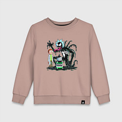 Свитшот хлопковый детский Morty and Rick-Venom - ai art fantasy, цвет: пыльно-розовый