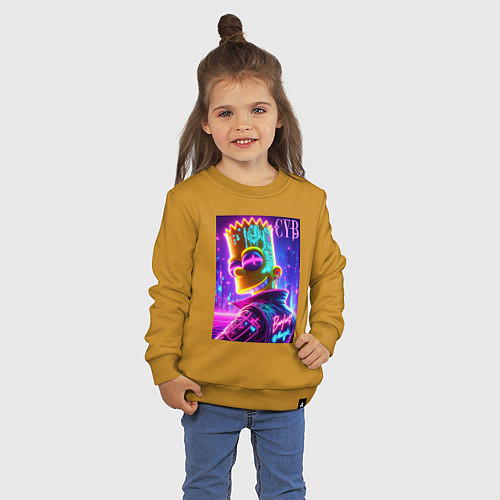 Детский свитшот Cyber Bart - neon glow / Горчичный – фото 3