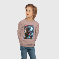 Свитшот хлопковый детский Мультяшные Веном и человек паук - мем, цвет: пыльно-розовый — фото 2