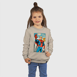 Свитшот хлопковый детский Spider-Trump - retro, цвет: миндальный — фото 2