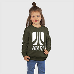Свитшот хлопковый детский Atari logo white, цвет: хаки — фото 2