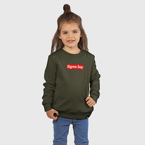 Детский свитшот Сигма бой supreme style из песни мерч - тик-ток ме / Хаки – фото 3