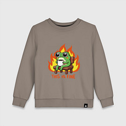 Свитшот хлопковый детский Frog - this is fine, цвет: утренний латте