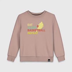 Свитшот хлопковый детский Еда сон баскетбол, цвет: пыльно-розовый