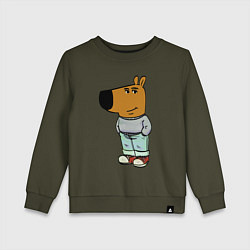 Свитшот хлопковый детский Capybara - chill guy meme, цвет: хаки