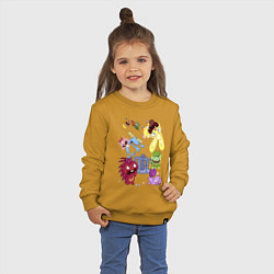 Свитшот хлопковый детский Happy three friends - carousel, цвет: горчичный — фото 2