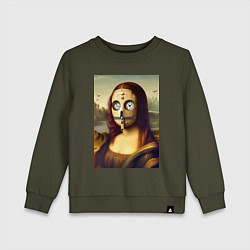 Свитшот хлопковый детский Mona Lisa in a mask - steampunk, цвет: хаки