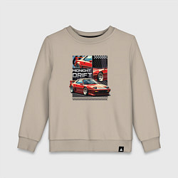 Свитшот хлопковый детский Спортивная машина по кусочкам и целиком, цвет: миндальный