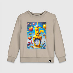 Свитшот хлопковый детский Funny Pikachu and fishes - surrealism, цвет: миндальный