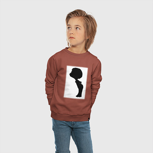 Детский свитшот Силуэт поцелуй он - для пары / Кирпичный – фото 4
