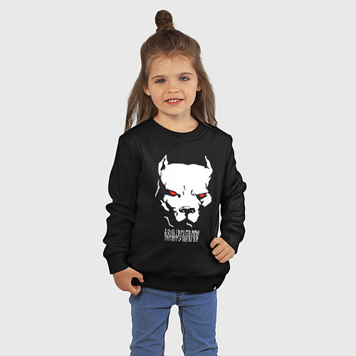 Детский свитшот Боль временна триумф духа вечен - белый воин / Черный – фото 3