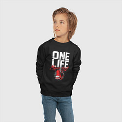 Свитшот хлопковый детский One life many fight, цвет: черный — фото 2