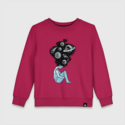 Свитшот хлопковый детский Космическая девушка, цвет: маджента