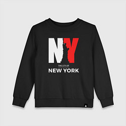 Свитшот хлопковый детский The city of New York, цвет: черный